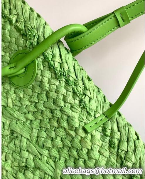 Reasonable Price Loewe Anagram Basket Bag in Iraca Palm and Calfskin 8008 Grass Green 2024