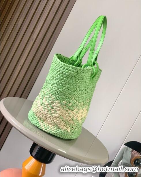 Reasonable Price Loewe Anagram Basket Bag in Iraca Palm and Calfskin 8008 Grass Green 2024