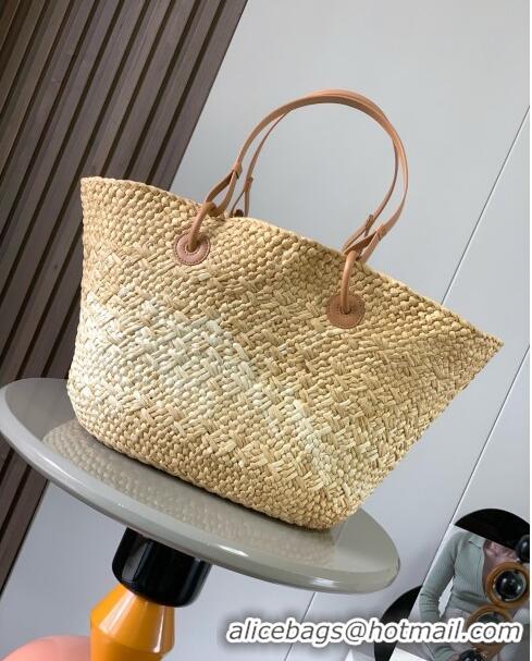 Buy Cheap Loewe Anagram Basket Bag in Iraca Palm and Calfskin 8008 Beige/Brown 2024