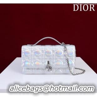 Well Crafted Dior My Dior Mini Bag in Cannage Metalica Lambskin 0980 Silver 2024