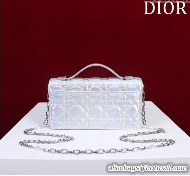 Well Crafted Dior My Dior Mini Bag in Cannage Metalica Lambskin 0980 Silver 2024