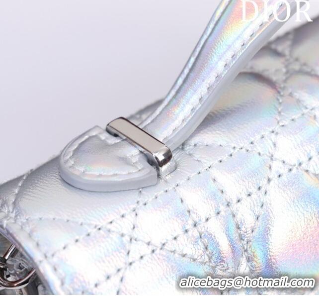 Well Crafted Dior My Dior Mini Bag in Cannage Metalica Lambskin 0980 Silver 2024