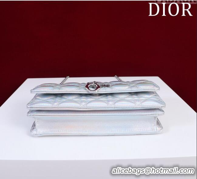 Well Crafted Dior My Dior Mini Bag in Cannage Metalica Lambskin 0980 Silver 2024