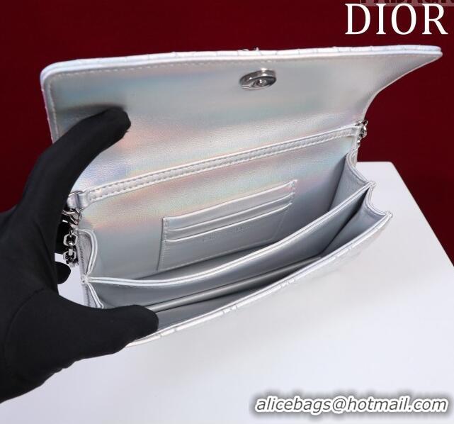 Well Crafted Dior My Dior Mini Bag in Cannage Metalica Lambskin 0980 Silver 2024