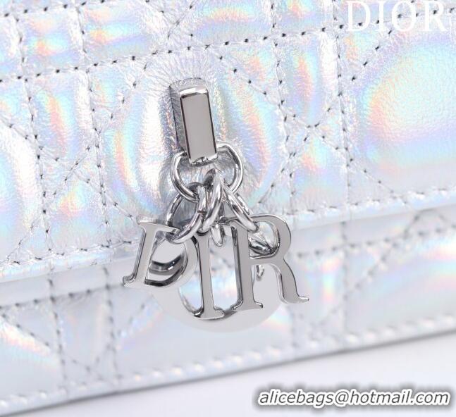 Well Crafted Dior My Dior Mini Bag in Cannage Metalica Lambskin 0980 Silver 2024