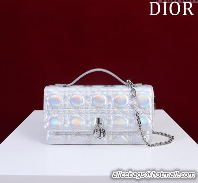 Well Crafted Dior My Dior Mini Bag in Cannage Metalica Lambskin 0980 Silver 2024