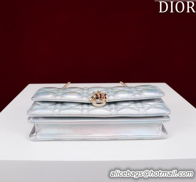 Top Quality Dior My Dior Mini Bag in Cannage Metalic Lambskin 0980 Silver/Gold 2024