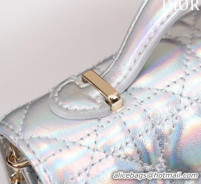 Top Quality Dior My Dior Mini Bag in Cannage Metalic Lambskin 0980 Silver/Gold 2024