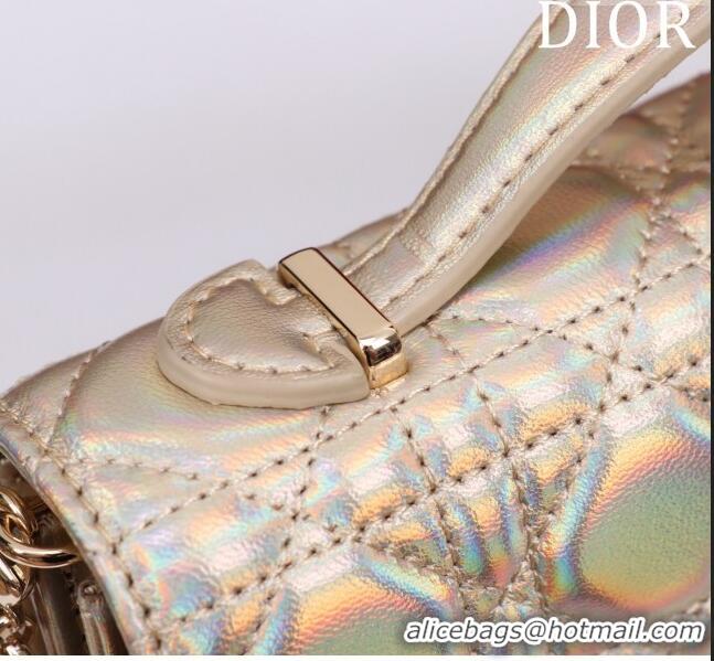 Best Grade Dior My Dior Mini Bag in Cannage Metalic Lambskin 0980 Gold 2024