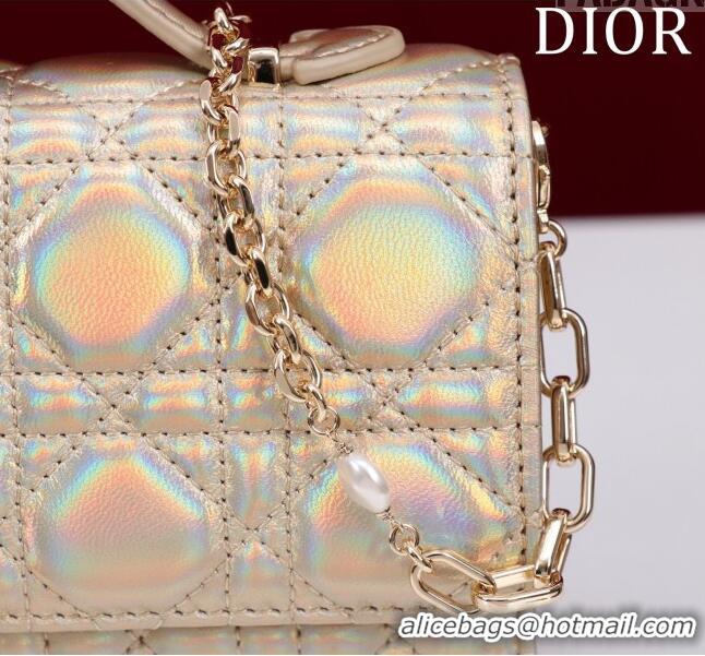 Best Grade Dior My Dior Mini Bag in Cannage Metalic Lambskin 0980 Gold 2024