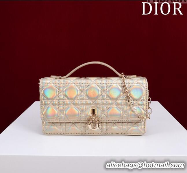 Best Grade Dior My Dior Mini Bag in Cannage Metalic Lambskin 0980 Gold 2024