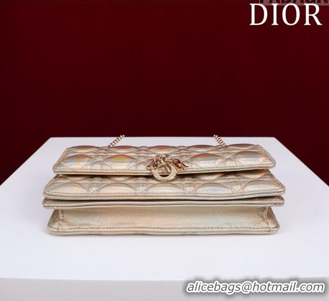 Best Grade Dior My Dior Mini Bag in Cannage Metalic Lambskin 0980 Gold 2024