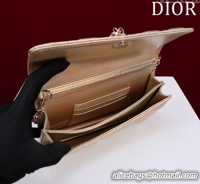 Best Grade Dior My Dior Mini Bag in Cannage Metalic Lambskin 0980 Gold 2024