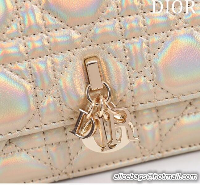 Best Grade Dior My Dior Mini Bag in Cannage Metalic Lambskin 0980 Gold 2024