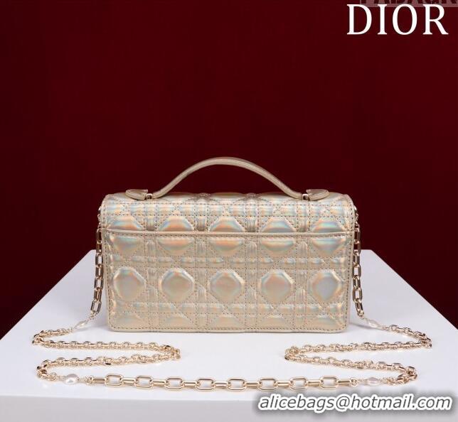 Best Grade Dior My Dior Mini Bag in Cannage Metalic Lambskin 0980 Gold 2024