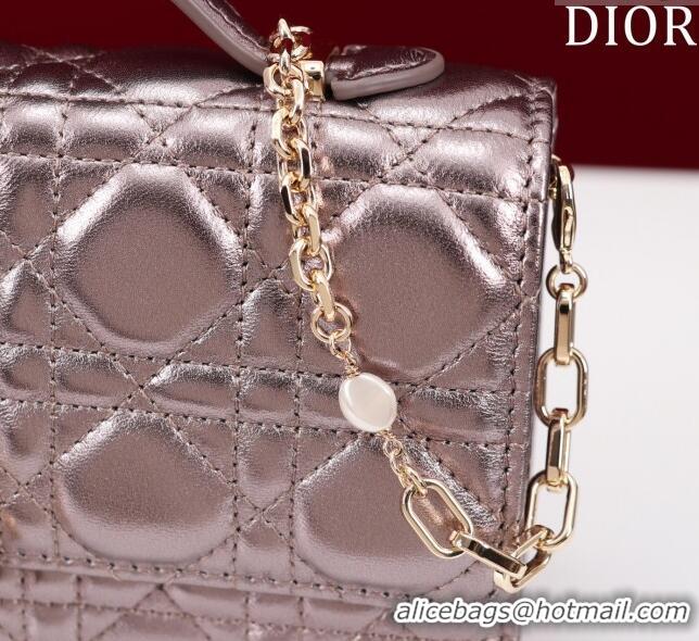 Super Quality Dior My Dior Mini Bag in Cannage Metalic Lambskin 0980 Grey 2024