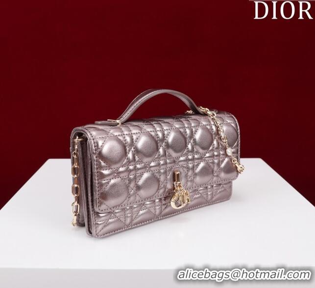 Super Quality Dior My Dior Mini Bag in Cannage Metalic Lambskin 0980 Grey 2024