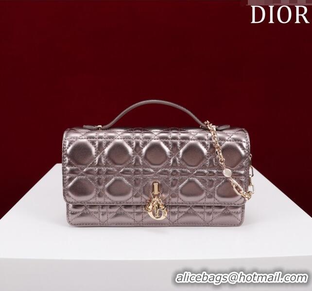 Super Quality Dior My Dior Mini Bag in Cannage Metalic Lambskin 0980 Grey 2024