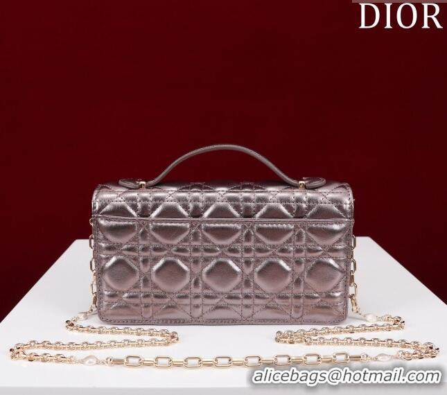 Super Quality Dior My Dior Mini Bag in Cannage Metalic Lambskin 0980 Grey 2024