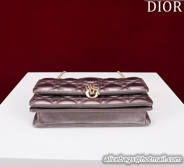 Super Quality Dior My Dior Mini Bag in Cannage Metalic Lambskin 0980 Grey 2024