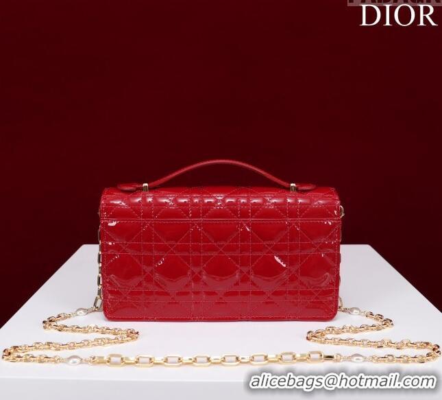 Top Quality Dior My Dior Mini Bag in Patent Cannage Calfskin 0980 Red 2024