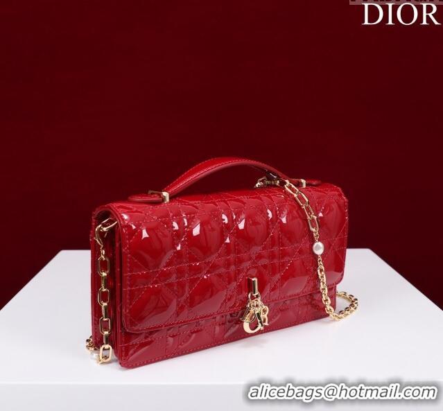 Top Quality Dior My Dior Mini Bag in Patent Cannage Calfskin 0980 Red 2024