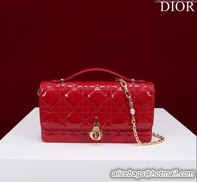 Top Quality Dior My Dior Mini Bag in Patent Cannage Calfskin 0980 Red 2024