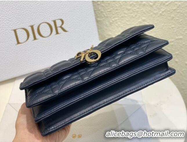 Most Popular Dior My Dior Mini Bag in Cannage Lambskin 0980 Navy Blue 2024