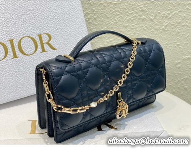 Most Popular Dior My Dior Mini Bag in Cannage Lambskin 0980 Navy Blue 2024