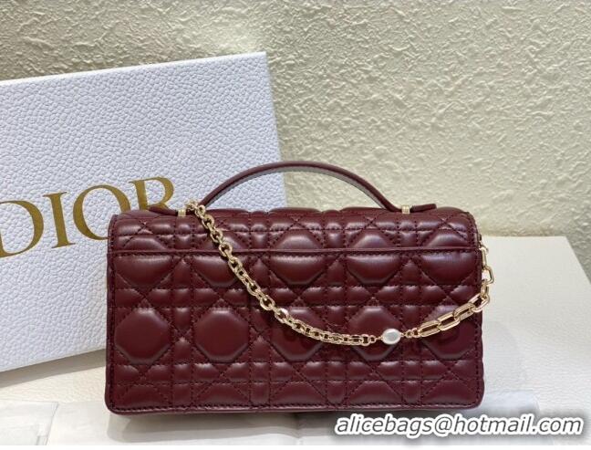 Top Quality Dior My Dior Mini Bag in Cannage Lambskin 0980 Burgundy 2024