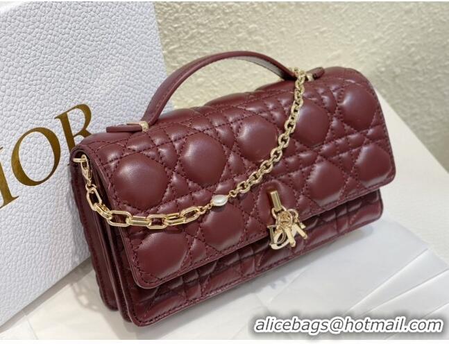 Top Quality Dior My Dior Mini Bag in Cannage Lambskin 0980 Burgundy 2024