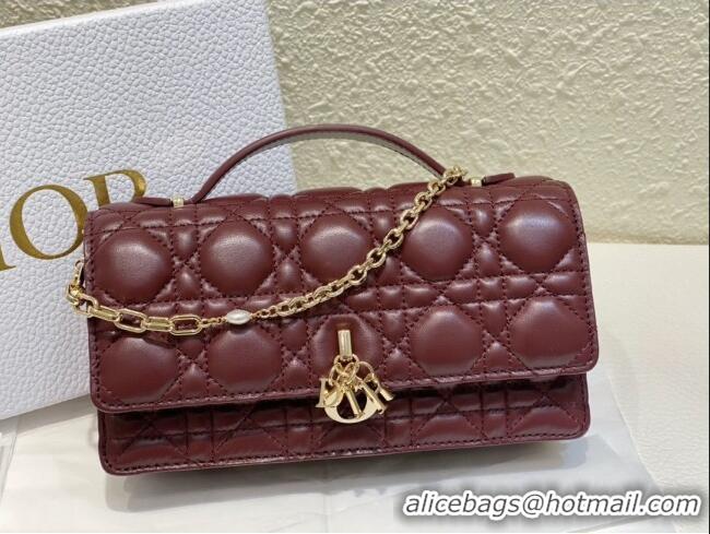 Top Quality Dior My Dior Mini Bag in Cannage Lambskin 0980 Burgundy 2024