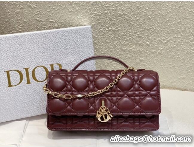 Top Quality Dior My Dior Mini Bag in Cannage Lambskin 0980 Burgundy 2024