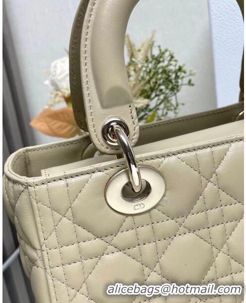 Top Grade Dior Medium Lady Dior Bag in Cannage Lambskin 44532 Gold/Beige 2024