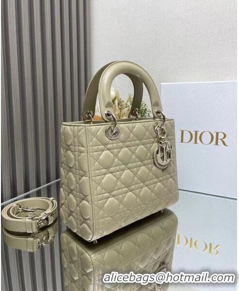 Top Grade Dior Medium Lady Dior Bag in Cannage Lambskin 44532 Gold/Beige 2024