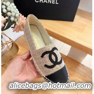 Luxury Cheap Chanel Tweed & Grosgrain Espadrilles Flats G29762 Beige 424207