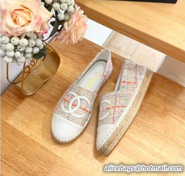 Good Quality Chanel Tweed & Lambskin Espadrilles Flats G29762 Pink 424209