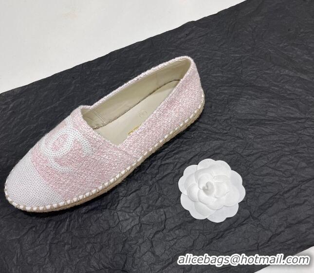 Lower Price Chanel Tweed & Sequins Espadrilles Flats G45602 Light Pink 425001