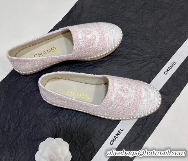 Lower Price Chanel Tweed & Sequins Espadrilles Flats G45602 Light Pink 425001