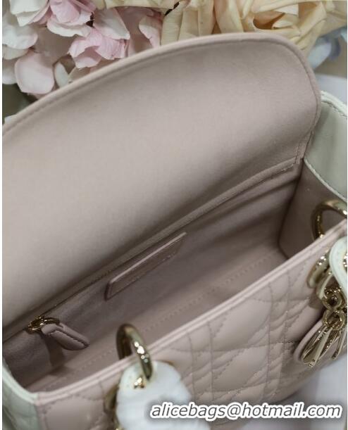 Famous Brand Dior Small Lady Dior Bag in Two-Tone Cannage Lambskin 0531 White/Pink 2024