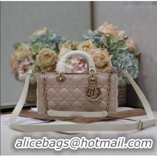 Promotional Dior Medium Lady D-Joy Bag in Two-Tone Cannage Lambskin 0540 White/Pink 2024