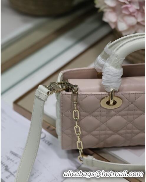 Promotional Dior Medium Lady D-Joy Bag in Two-Tone Cannage Lambskin 0540 White/Pink 2024