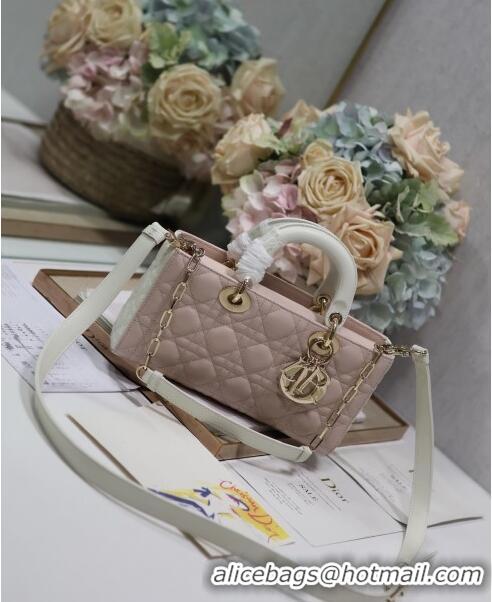 Promotional Dior Medium Lady D-Joy Bag in Two-Tone Cannage Lambskin 0540 White/Pink 2024