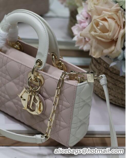 Promotional Dior Medium Lady D-Joy Bag in Two-Tone Cannage Lambskin 0540 White/Pink 2024