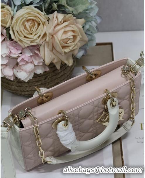 Promotional Dior Medium Lady D-Joy Bag in Two-Tone Cannage Lambskin 0540 White/Pink 2024