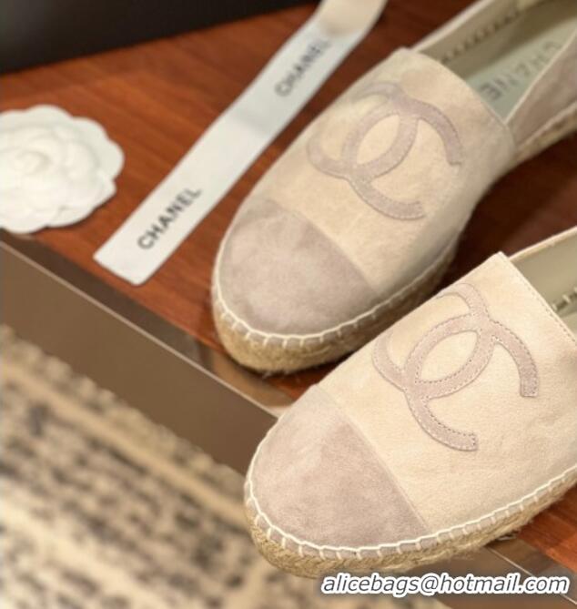 Charming Chanel Suede Espadrilles Flat Grey 425013