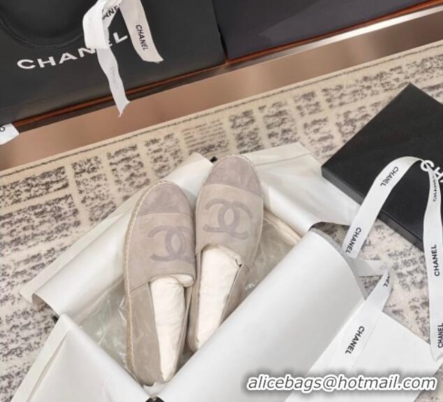 Charming Chanel Suede Espadrilles Flat Grey 425013