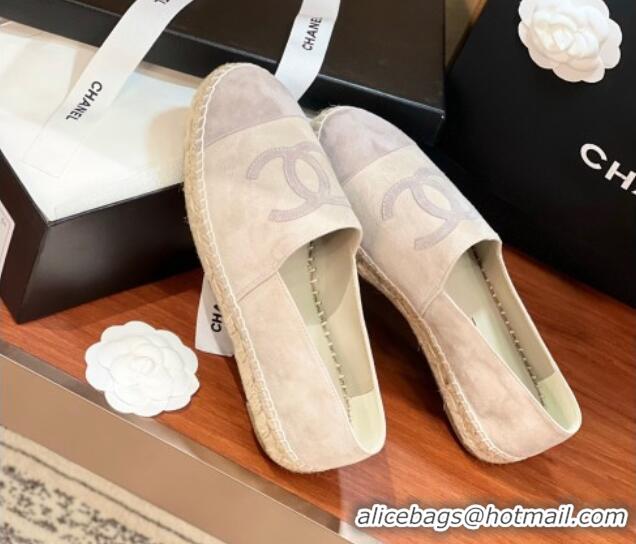 Charming Chanel Suede Espadrilles Flat Grey 425013