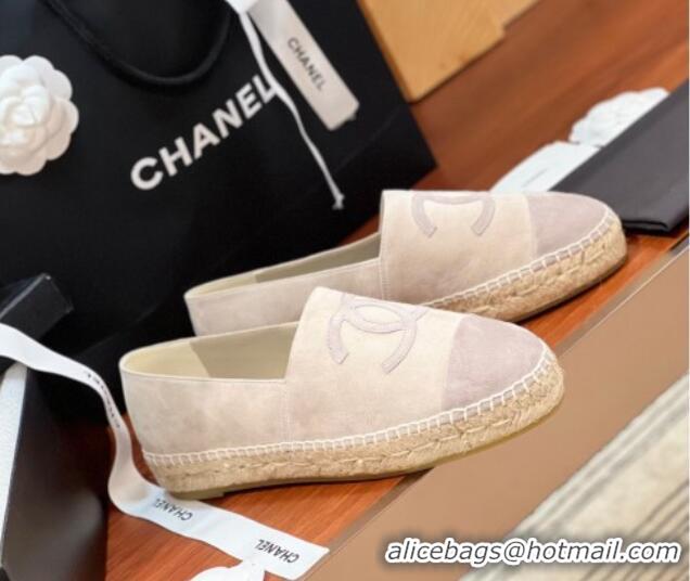 Charming Chanel Suede Espadrilles Flat Grey 425013