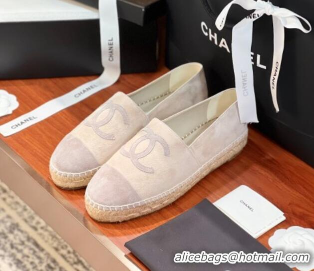 Charming Chanel Suede Espadrilles Flat Grey 425013